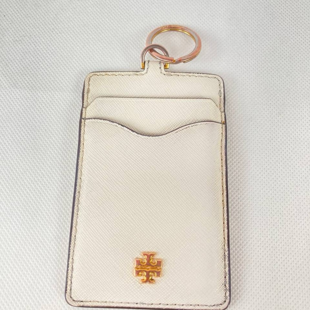 Tory Burch White Card ID Holder for Lanyard